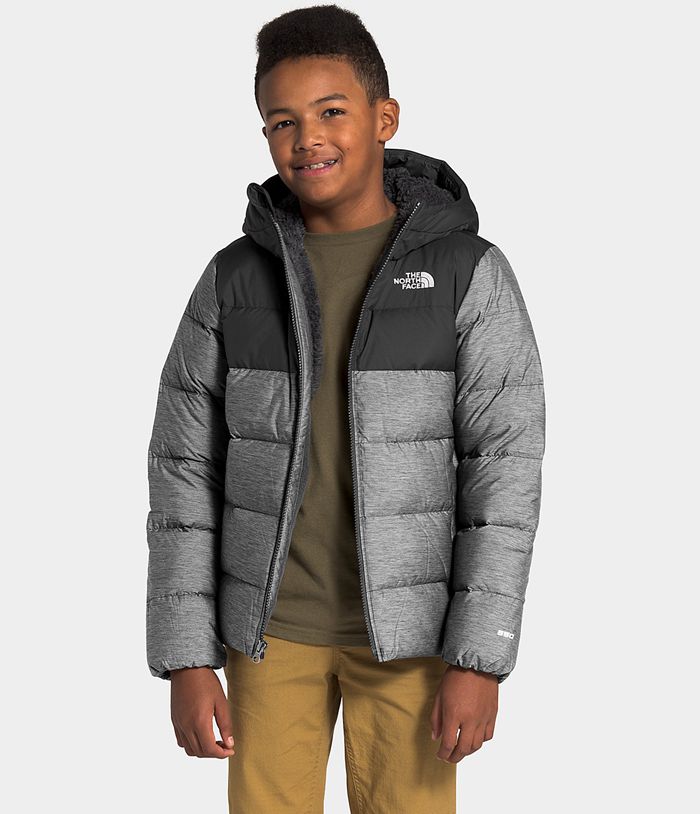 The North Face Boys Jacket Youth Moondoggy Hoodie 124DPVXJS - Grey/Black